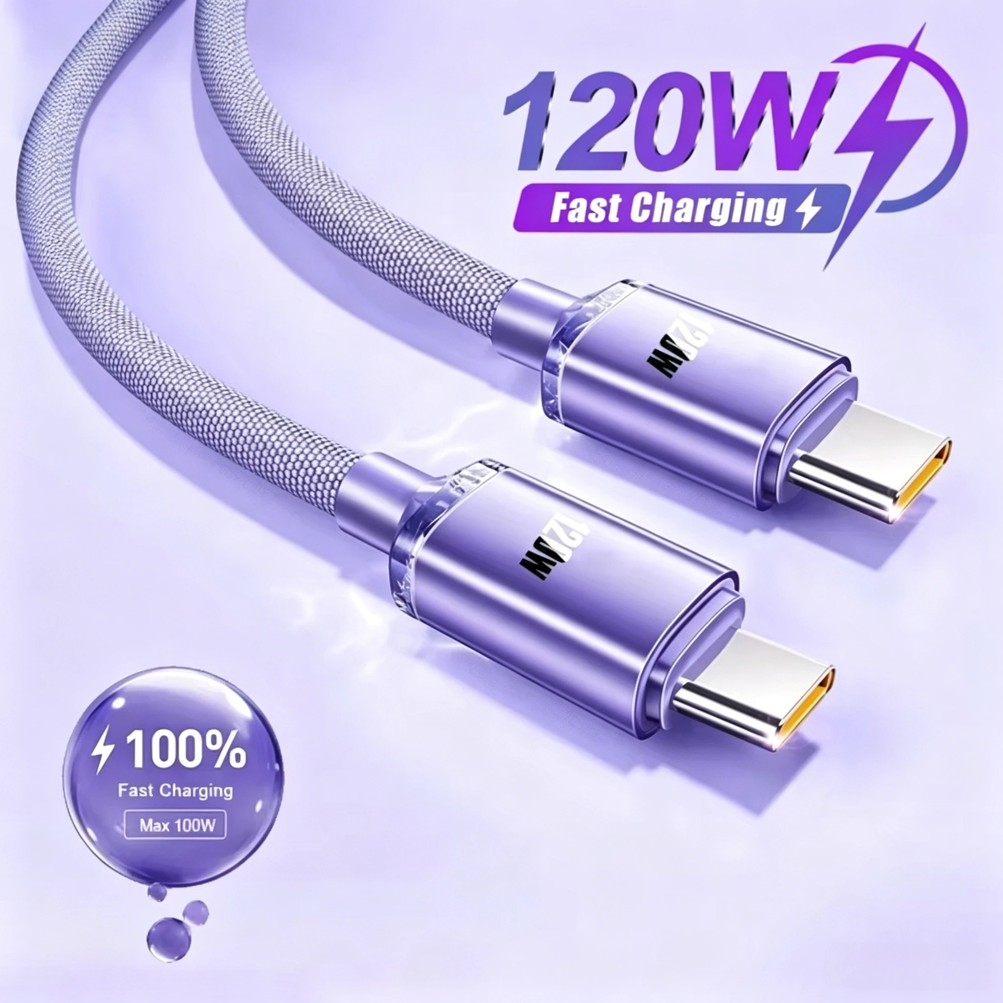 120W 6A Type C To Type C Cable PD Fast Charging USB C Data Cord For iPhone 15 Pro Max Samsung Xiaomi Huawei Quick Charging Cable