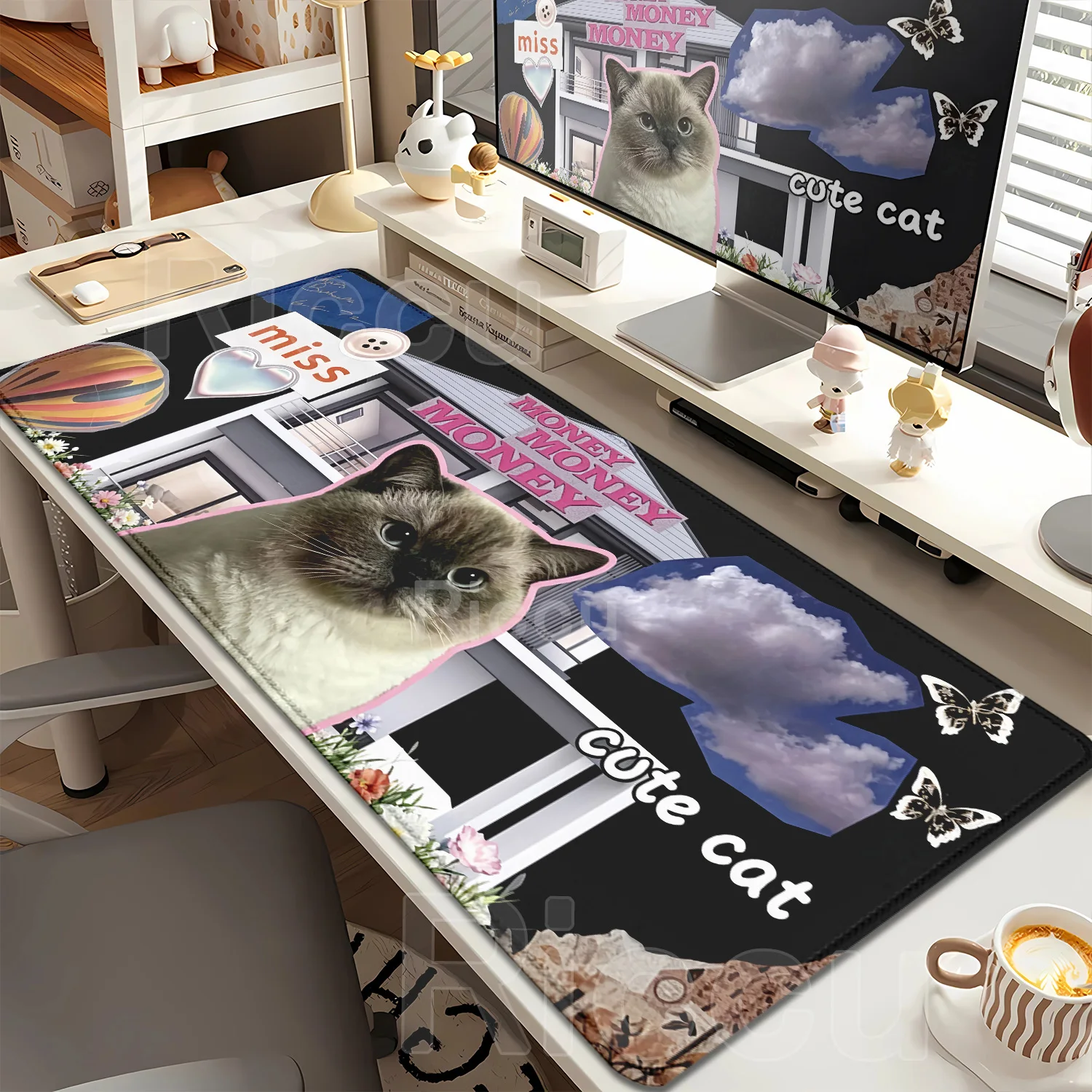 Puppy Durable Cute Kitten Leather Mousepad Office Desk Mat Mouse Pad PC Computer Carpet Mat Player Laptop Keyboard Accessories