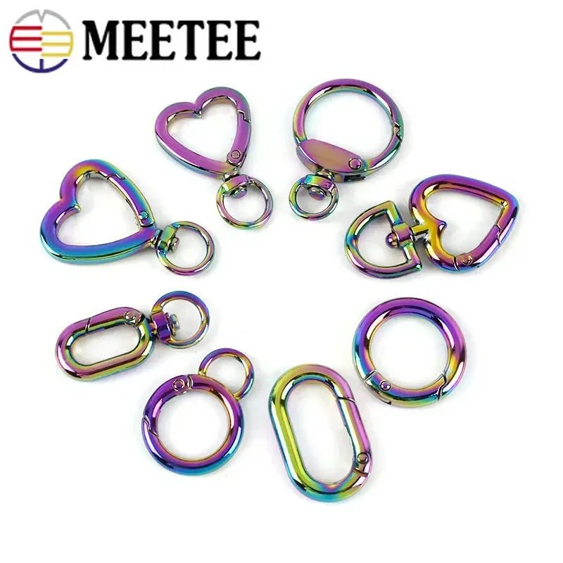 

5Pcs Rainbow Metal Lobster Buckles Carabiner Trigger Snap Hook Keyring Connect Clasp Pet Collar Bag Strap Hanger Sewing Supplies