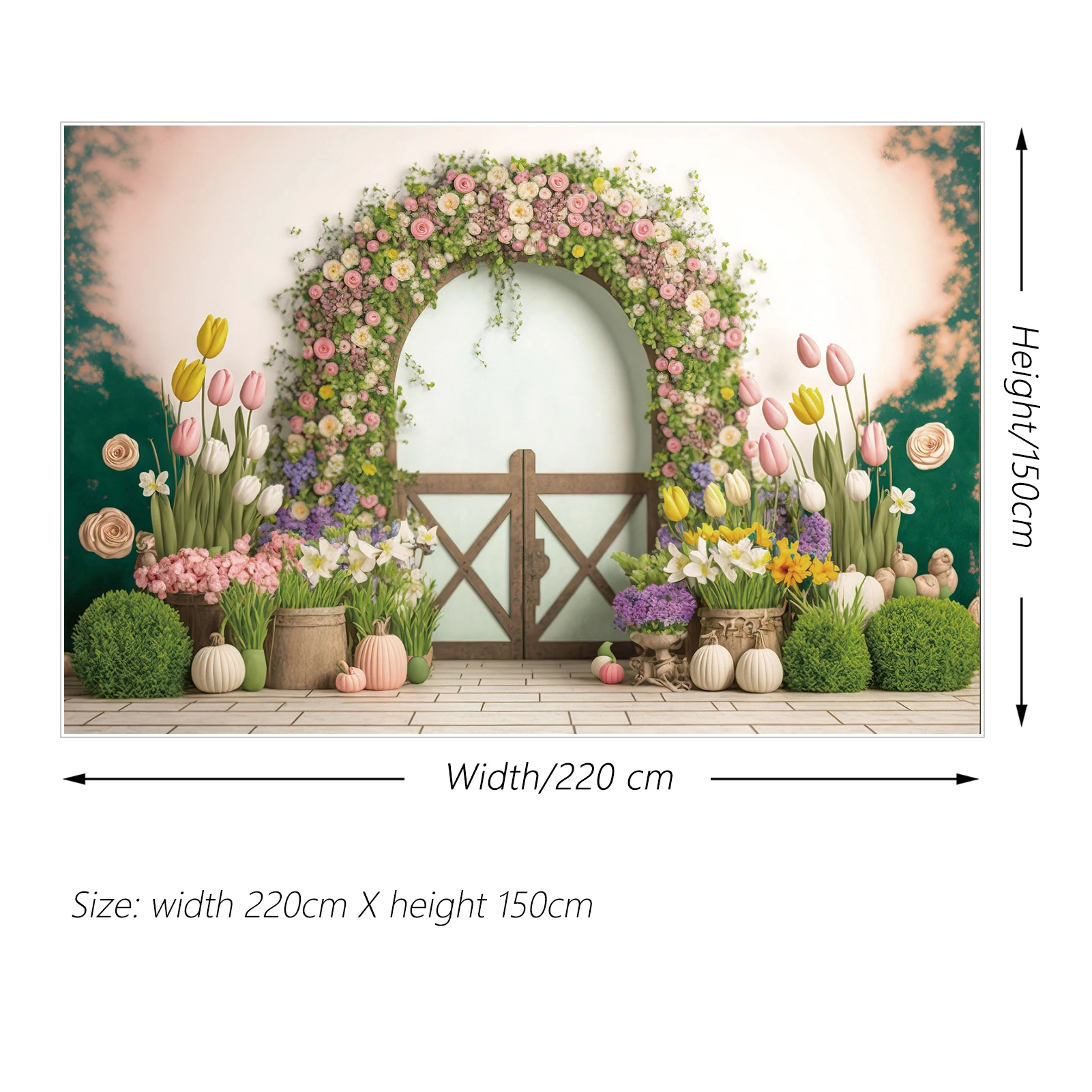 MOON.QG-Fondo de fotografía Floral personalizado para niños, telón de fondo con diseño de flores y mariposas para entrada de jardín de Pascua