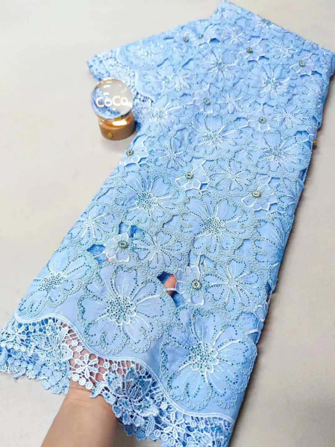 

Африканская нигерийская высококачественная тюлевая кружевная ткань 2025 с блестками для выпускных платьев, вышивка бисером, сетчатая ткань для шитья, 5 ярдов, XL118