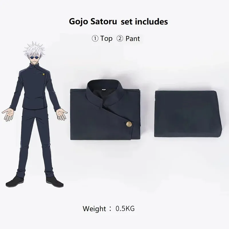 Geto Suguru Gojo Satoru Anime Figure Jujutsu Kaisen Cosplay Camicia da uomo per adulti Pantaloni Parrucca Uniforme di Halloween della scuola superiore Full Seta;