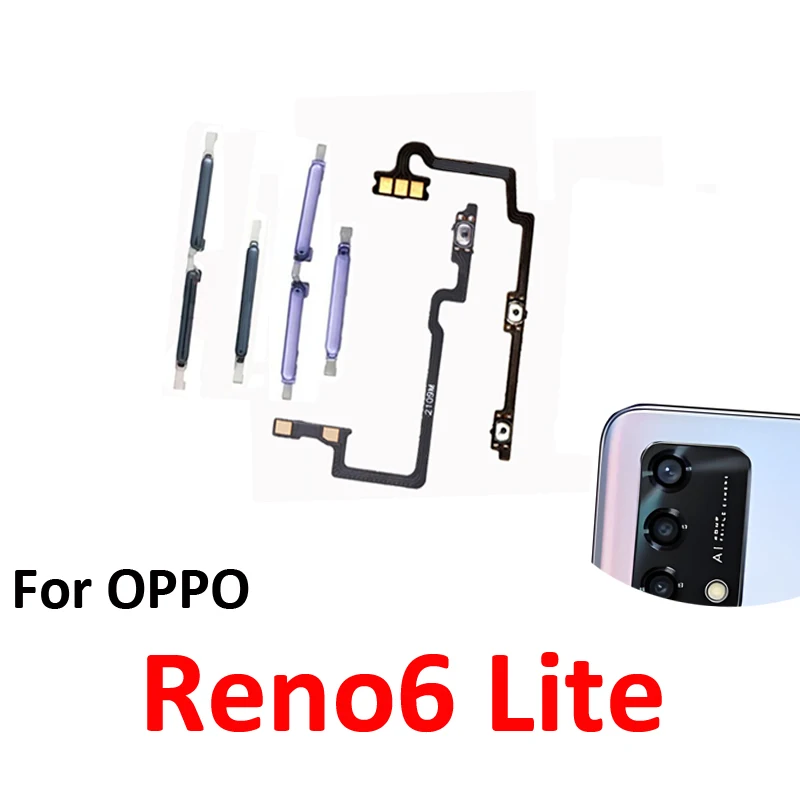 For Oppo Reno6 Lite CPH2365 Phone New Power Volume Button On Off Control Key Internal Flex Cable Replacement Parts Black Silver