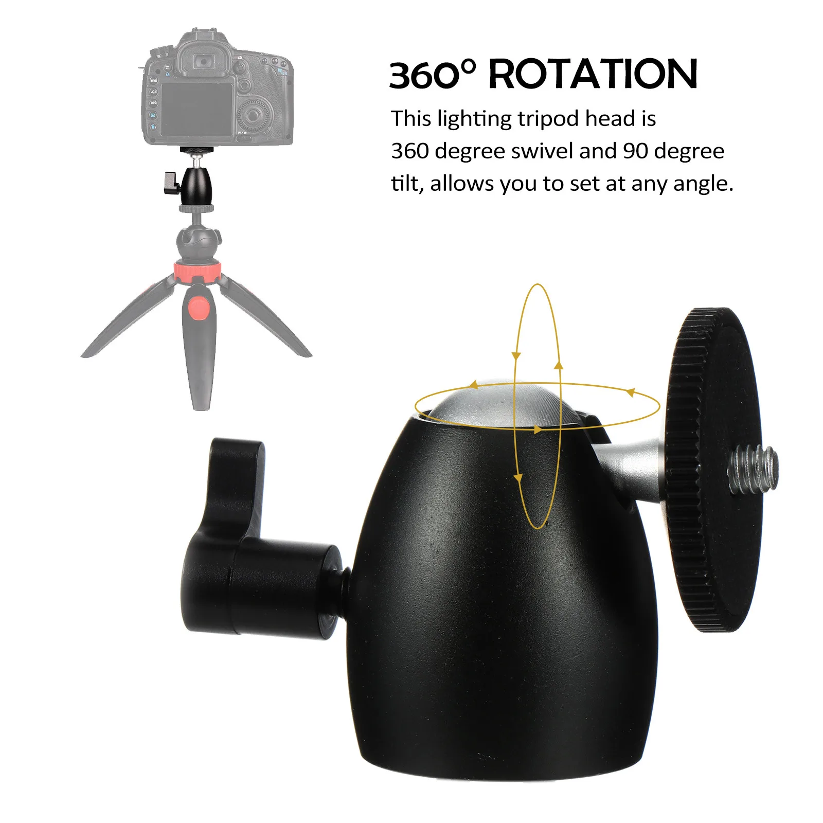 

2Pcs Durable Aluminum Camera Ball Head 360 Swivel 90 Tilt Dslr Camcorder Mount Camera Mount Adapter Small Ball Head
