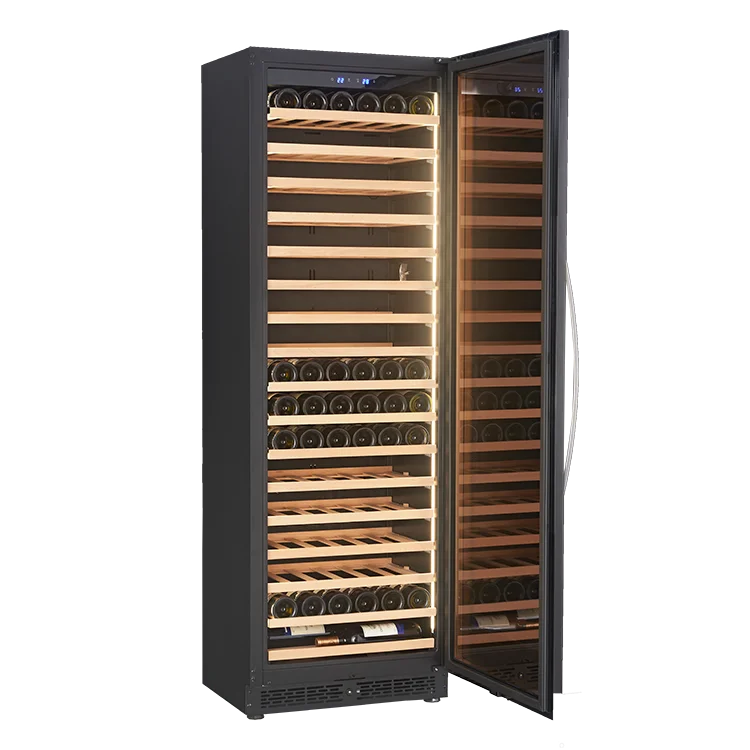 Freistehender 100-Bottle-Weinkühler Mit Stainless Steel Kompressor Holz Regale Glastür-for Hotels