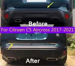 Accessories For Citroen C5 Aircross 2017-2021 Car 1pc Rear Tail Trunk Decor Strip Cover Trim Stainless Steel moulding Exterior