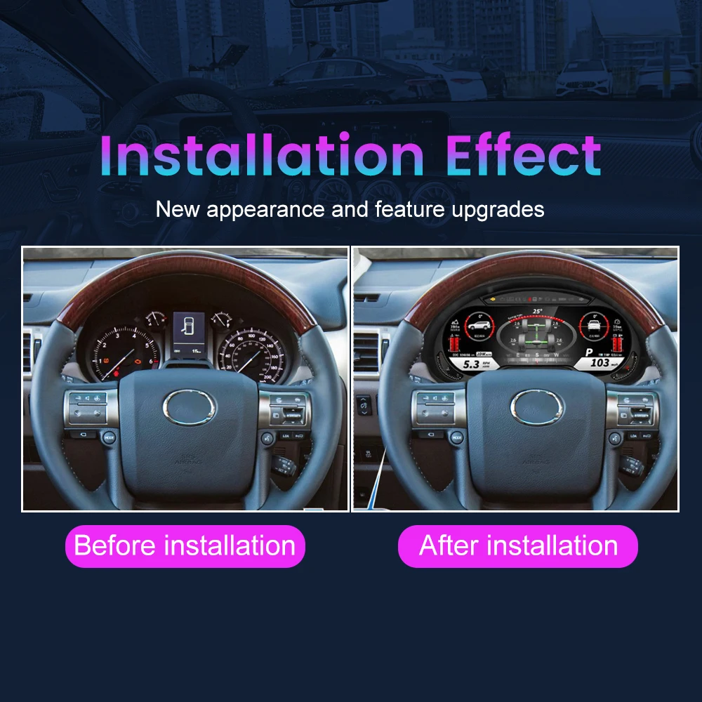 

For Lexus GX 2010-2021 12.3" LCD Digital Dashboard Cluster Virtual Instrument Panel Speedometer Virtual Cockpit Linux