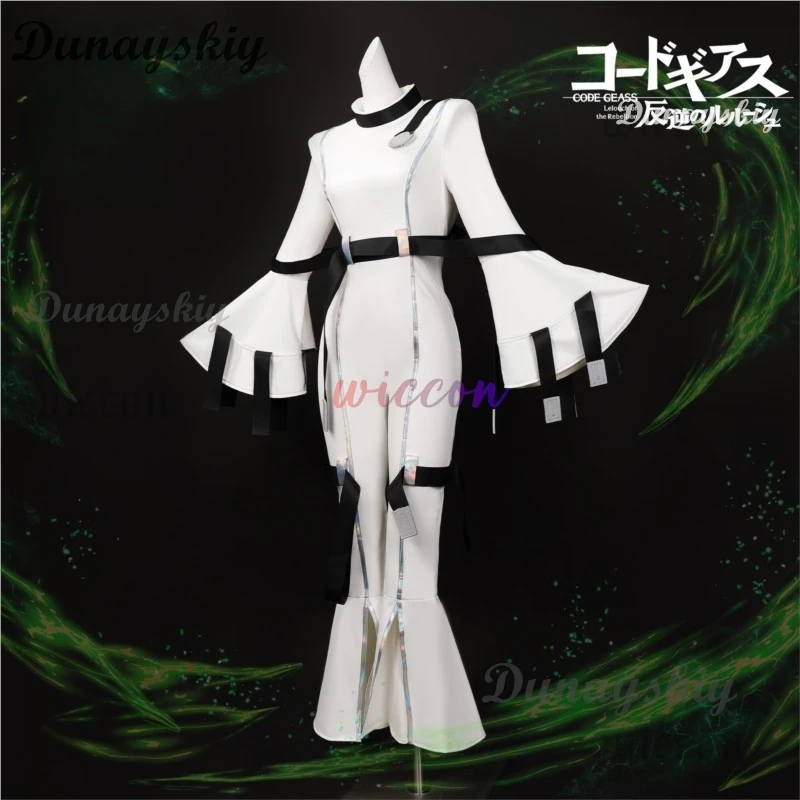 Anime Code Geass Lelouch Of The Rebellion C.C. Cosplay Costume Sexy White Tight Leather Jumpsuit Uniform Wig Woman Party Suit
