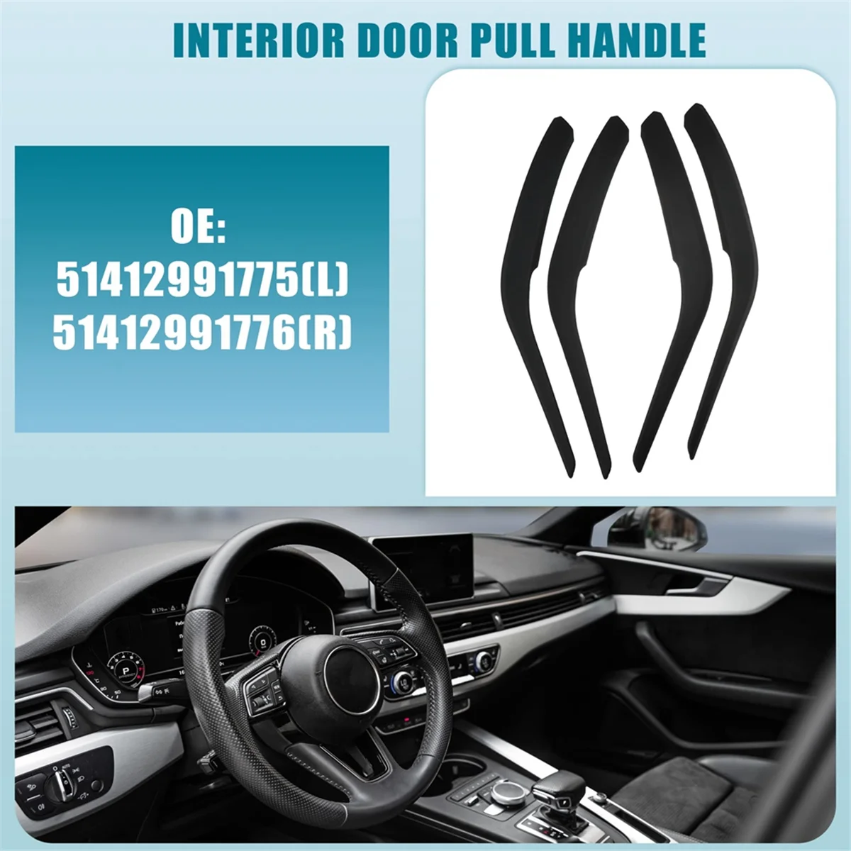 Car Inner Door Handle Pull Panel Cover for BMW X1 E84 2010-2015 Replace 51412991775 51412991776 Black