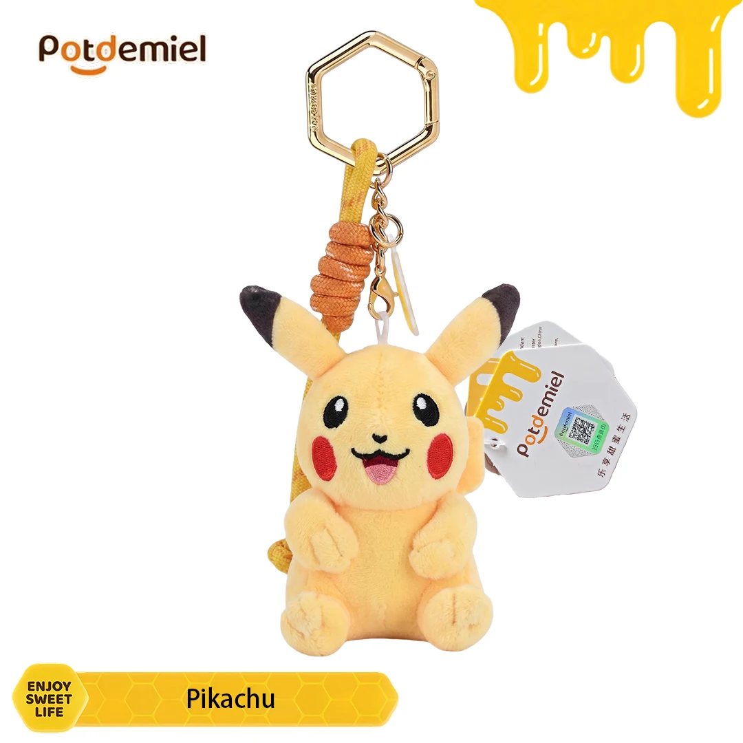 Potdemiel Pokemon Pikachu Plush Wallet Charm Keychain Car Key Chain Bag Charm Kids Holiday Souvenir Gift Collectible Figure Toy