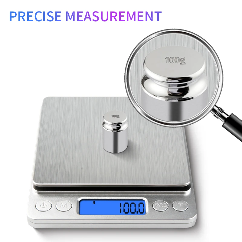 500g/0.01g Jewelry Portable Scale 3kg/0.1g Digital Display Scale Baking Electronic Scale Personal Table Scale Kitchen Food Scale