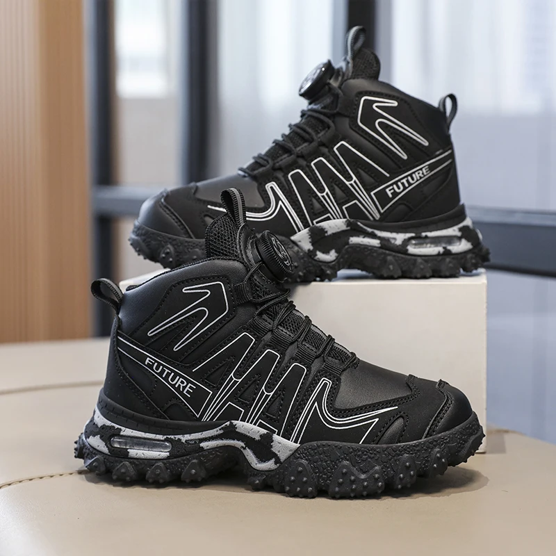

Autumn Boys Boots Fashion British Style Mesh Soft Kids Casual Shoes Non-slip Luxury Cool Pu Leather Childrens Shoes Size 28-38