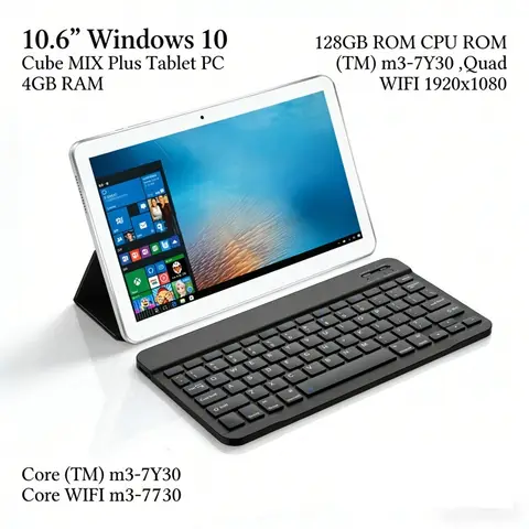10.6 INCH MIX 64 BIT RAM 4GB ROM 128GB Windows 10 Tablet PC CPU Intel(R) Core (TM) m3-7Y30  1.00GHz 1920x1080 IPS Screen WIFI