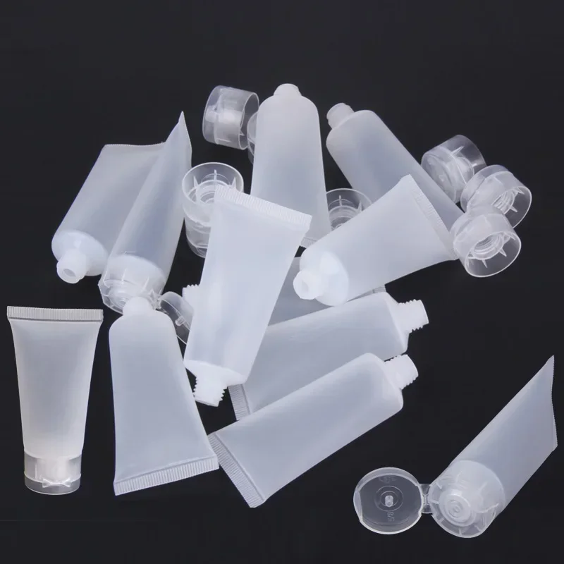 50Pcs 5ml-100ml Empty Plastic Frosted Soft Tubes Bottles with Flip Lids Refillable Hand Creams Lotion Cosmetic Sample Containers