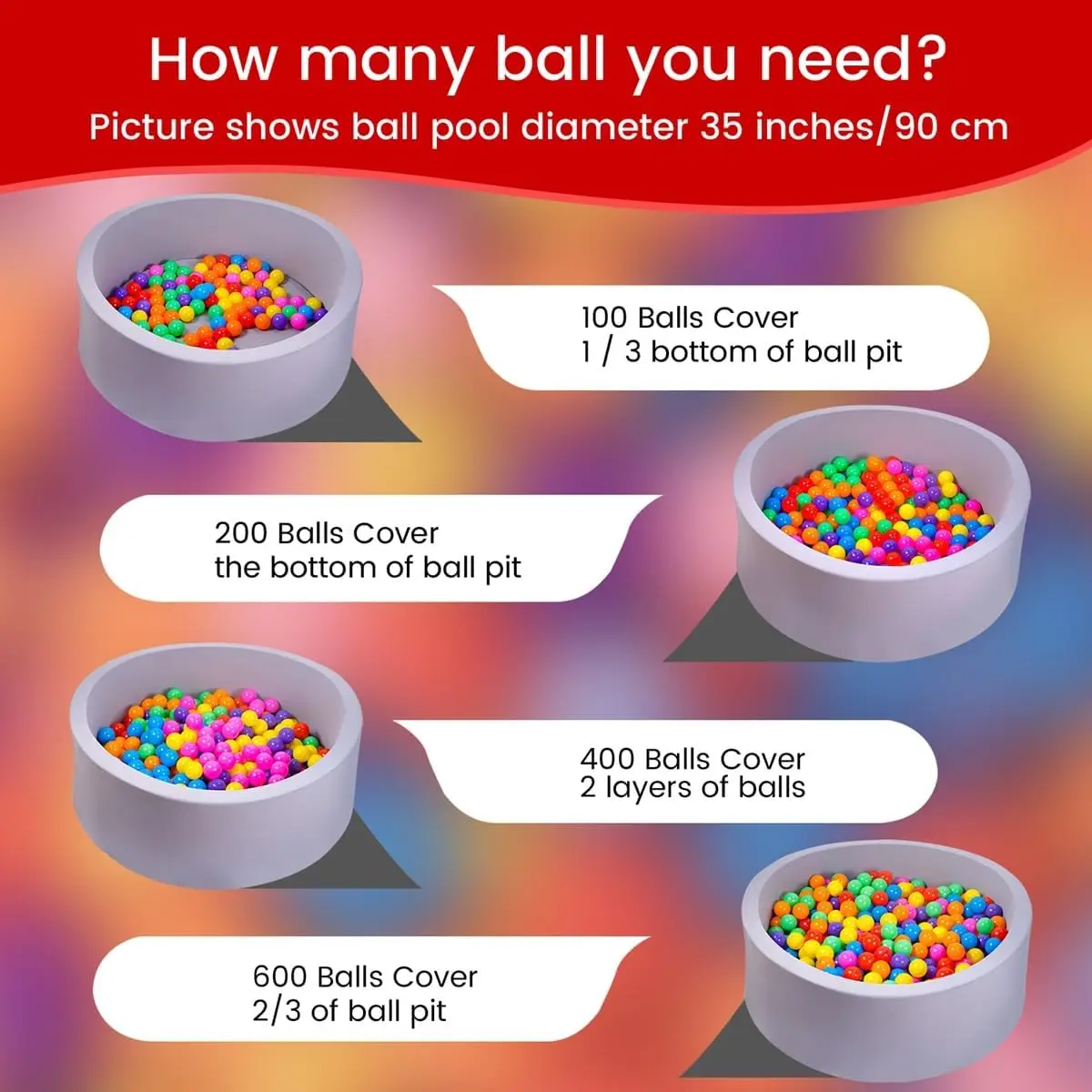 Ball Pit Balls for Toddlers, BPA Free Crush Proof Plastic Toy Balls for Ball Pit, Children's Pool Toys, Rainbow Colors 50pcs