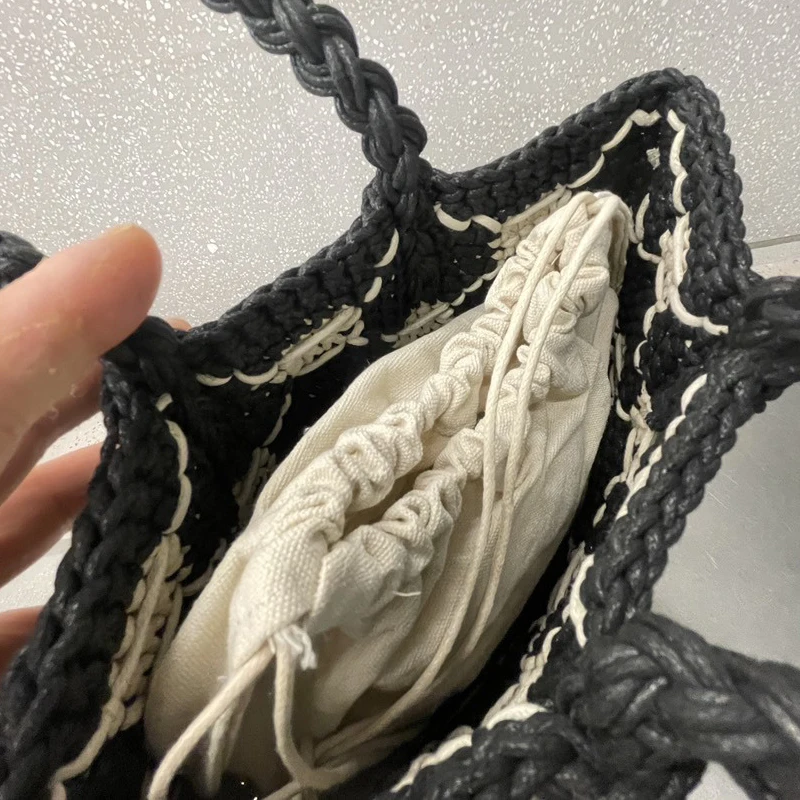 Hand Woven Hollow Tote Bags For Women Luxury Designer Handbags Purses 2026 New In Polyester With Inner Pocket Underarm Shoulder