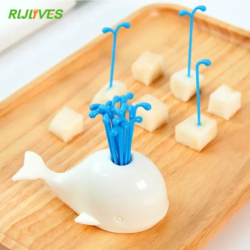 1 Set Cute Beluga White Whale Kitchen Accessories Cooking Fruit Vegetable Tools Gadgets For Party Home Decor Hall Fruit Fork Set