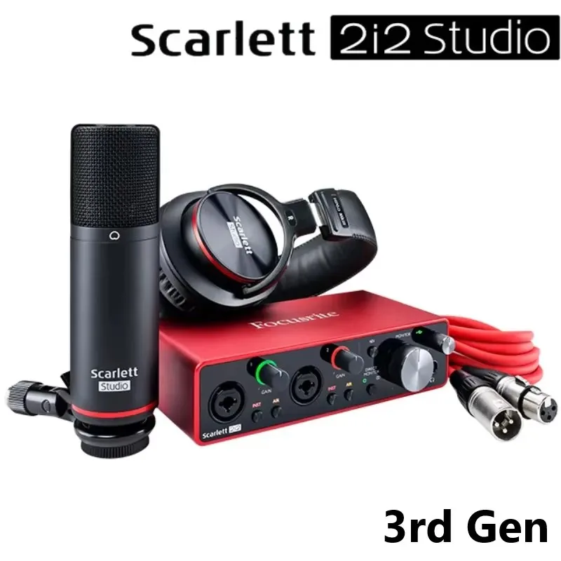 مجموعة استوديو Focusrite scarlett 2i2 الجديدة واجهة صوت الجيل الثالث 2i2 + ميكروفون مكثف MKIII + سماعة رأس HP60 MKIII