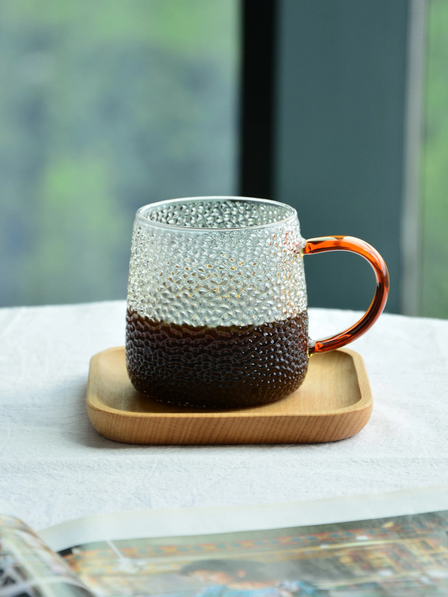Ele Transparent Glass Cup for Bla Coffee Drinking Qui Dissolving Women's Water Cup Heatable Americano Cup with Handle