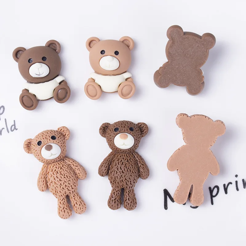 20Pcs Kawaii Cartoon Bear Resin Cabochon Flatbacks Embellishments for Scrapbooking Deco Parts DIY Hair Bows Center Accessories