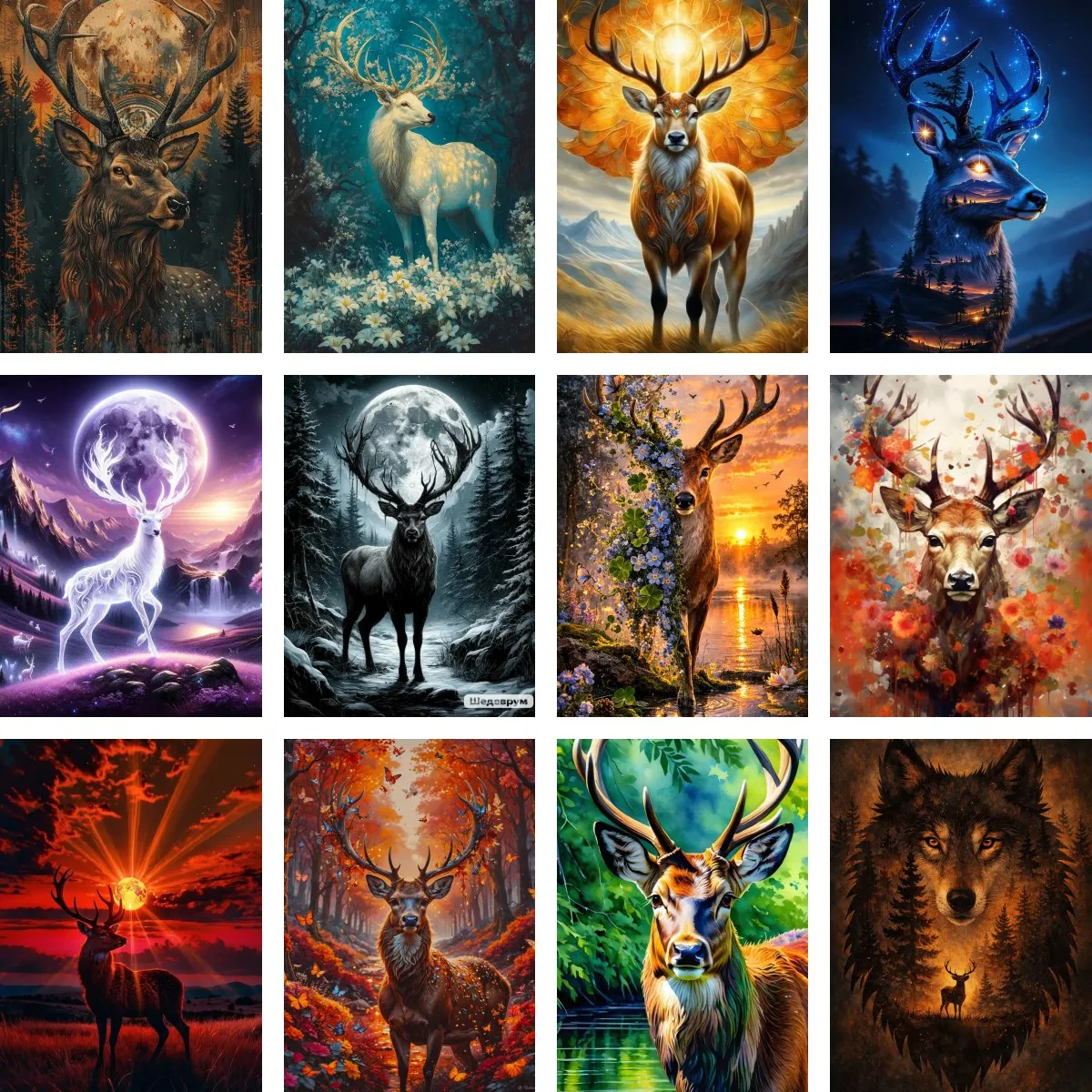 

Mystic Deer At Sunset Diamond Painting By Numbers Kits Full Drill DIY Fantasy Nature Wall Decor Gift for Animal & Art Lovers