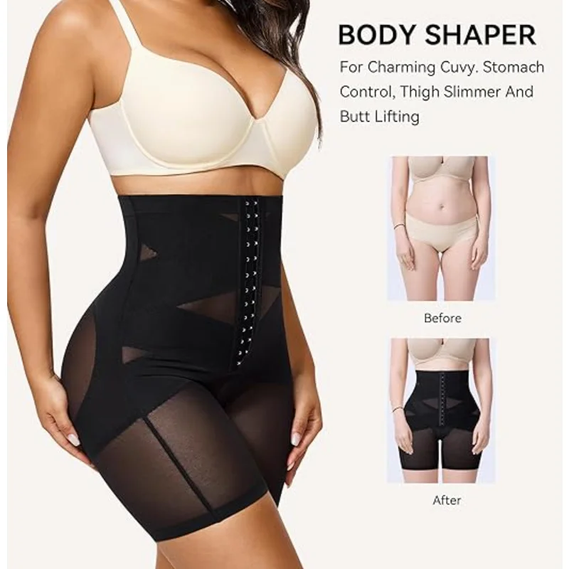 Dimmkof супер эластичные эластичные трусики с контролем живота, формирователь с высокой талией, короткие трусы для похудения, сетчатые дышащие трусы для подтяжки ягодиц