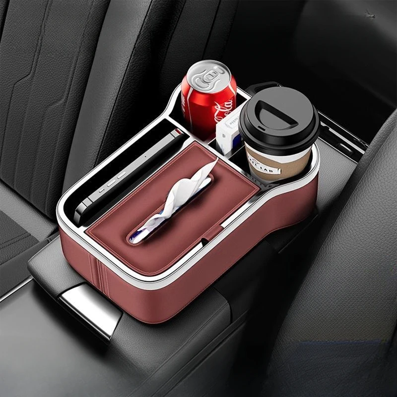 

Car Armrest Cushion Box With Cup Holder Multifunctional Auto Center Console Middle Organizer Arm Rest Tissue Box Phone Pocket
