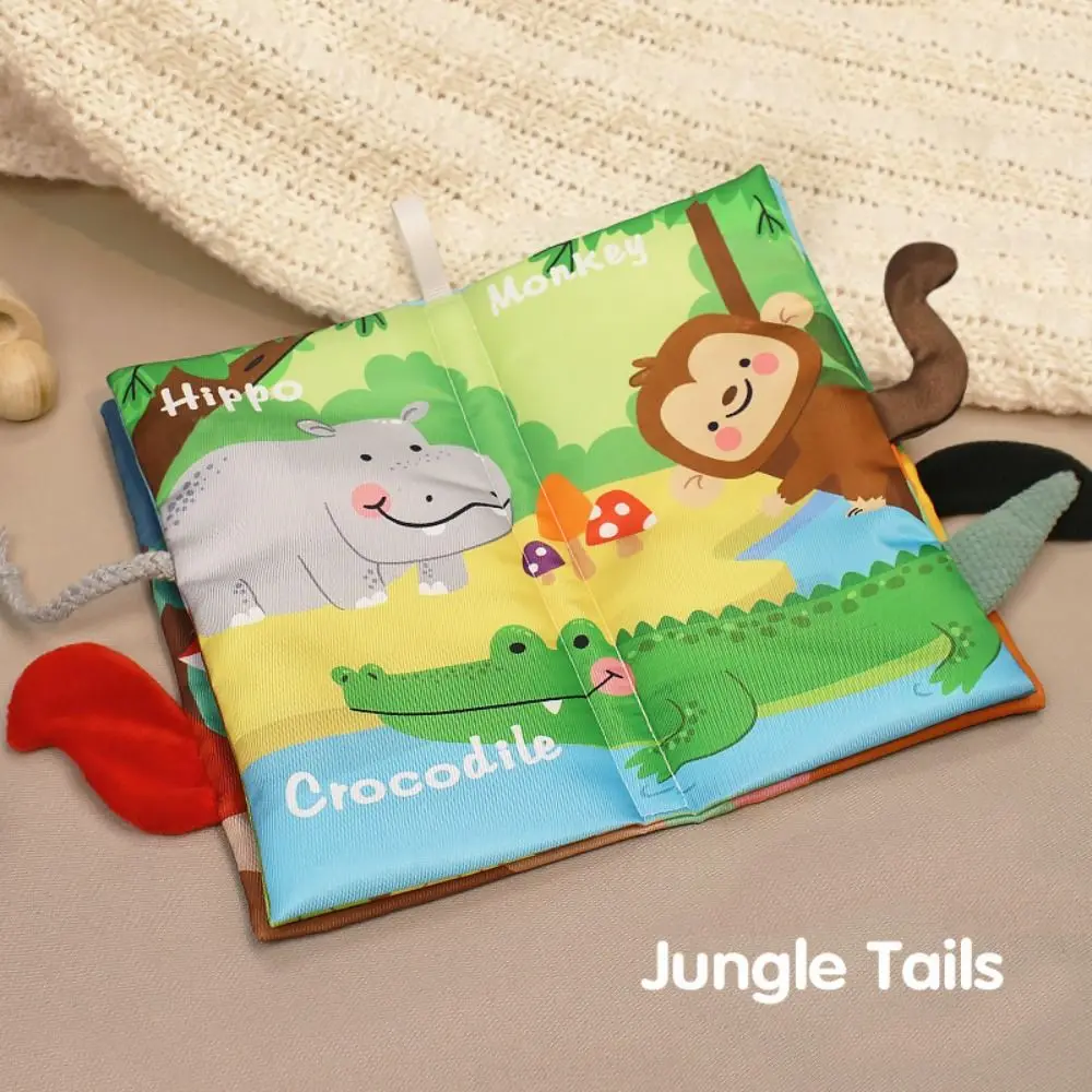 Etiqueta estéreo livro animais cauda livro de pano do bebê pai-filho som papel pano livro interativo macio quebra-cabeça pano livro infan