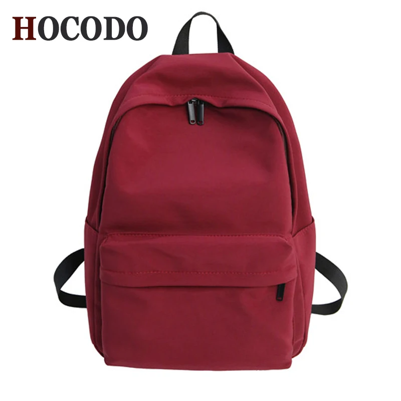 HOCODO Solid Canvas Backpack For Teenagers Women Casual Large Capacity School Bag Simple College Wind Travel Backpack Mochila