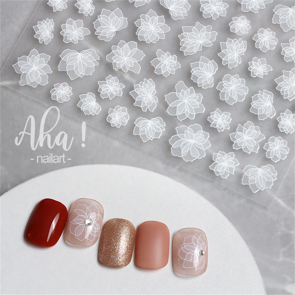 1Pc White Cloud Nail Stickers/Ultra thin Nail Art Stickers Self Adhesive Decals Star Moon/White Flower/Clouds Kawaii  nail color