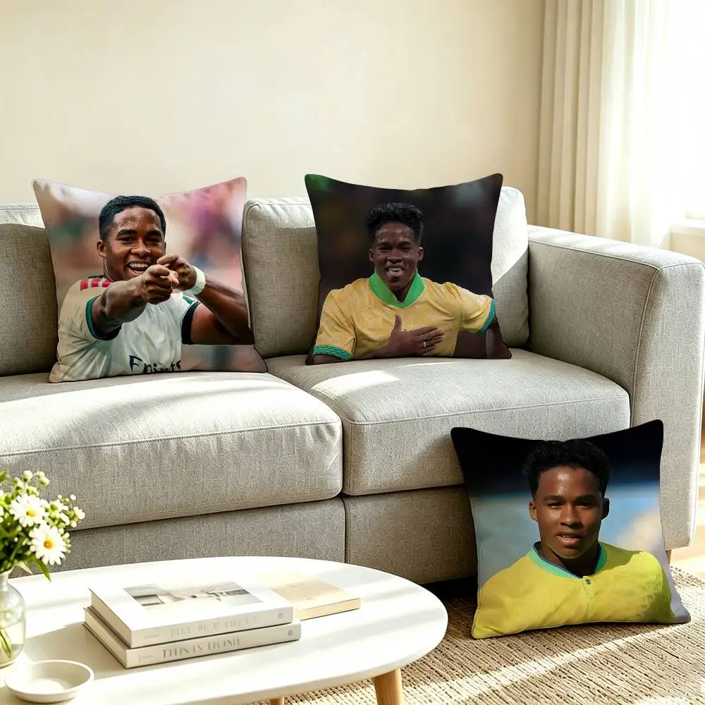 E-Endrick Football Player Square Double-Sided printed Pillow Case Bedroom Bedside Pillow Sofa Cushion Cover