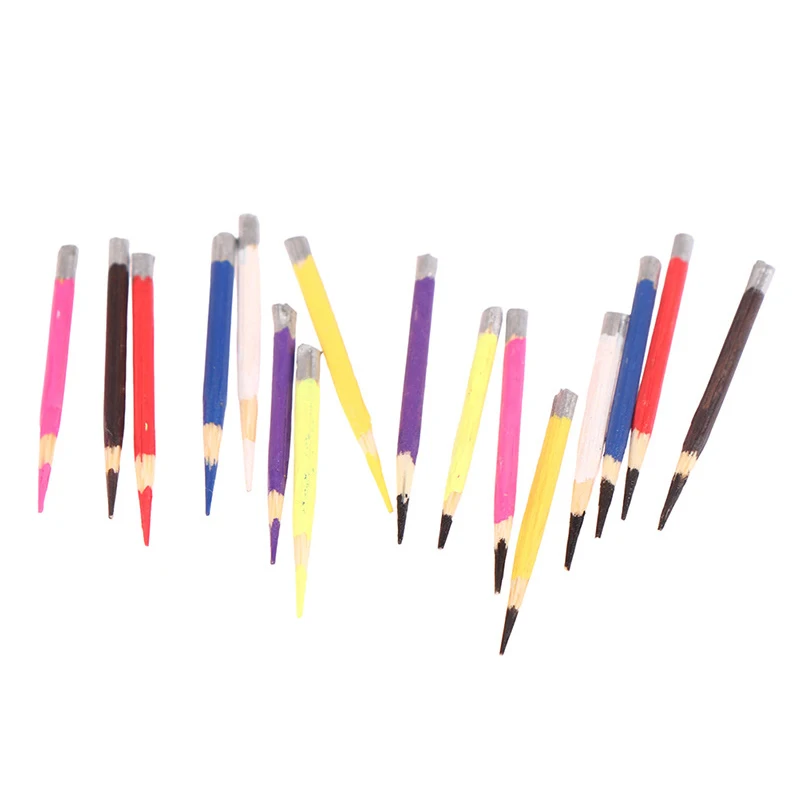 Juego de 10 piezas de bolígrafos de colores en miniatura, juguete para jugar en casa de muñecas, material escolar de simulación para niños y decoración del hogar