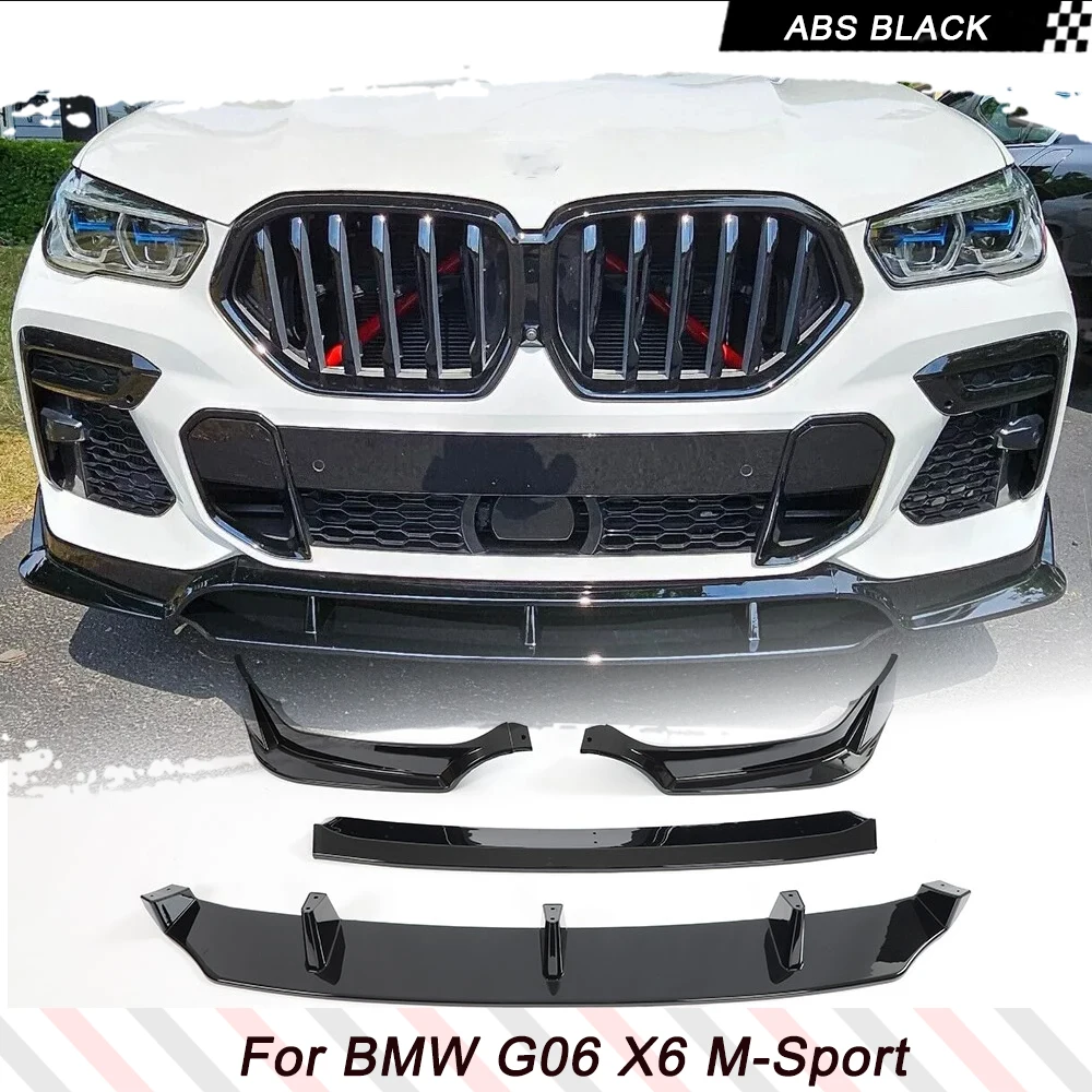 Car Front Lip for BMW X6 G06 M Sport Utility 4-Door 2020-2022 Car Front Bumper Lip Body Kit Trim Protection ABS Gloss Black