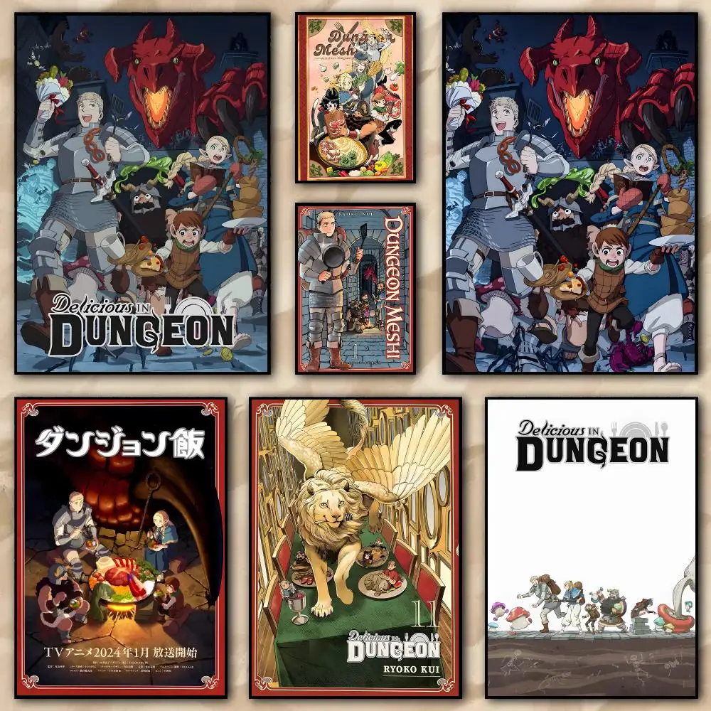 Delicious In Dungeon Anime Poster Waterproof Sticky WallArt Print For Bedroom Living Room Hallway Bar Home Decor