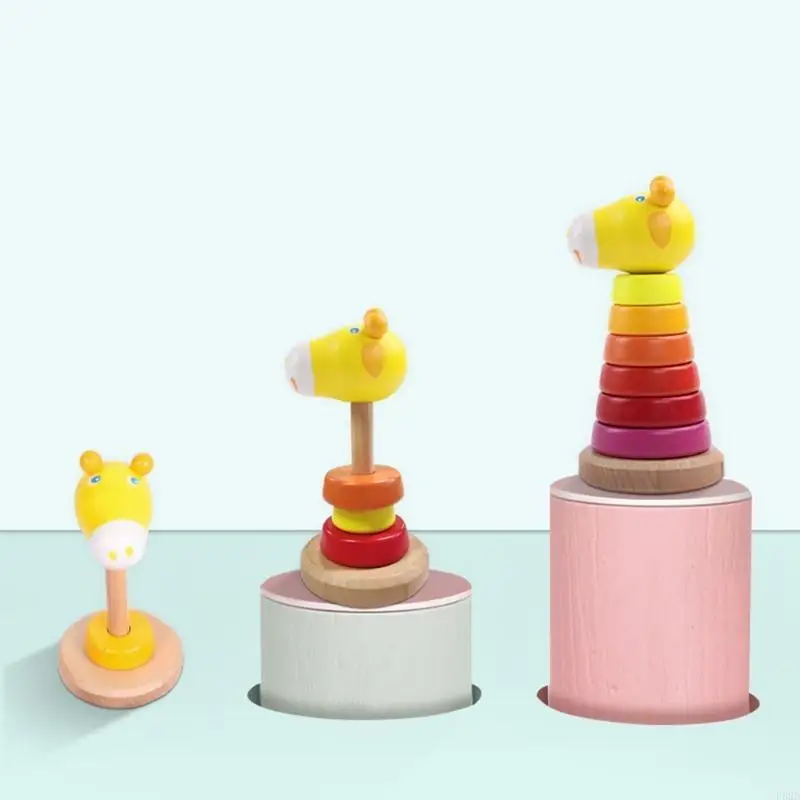 F62d 6inch كتلة التراص الخشبية لـ W/ Base Color Match Toy للأطفال التطور