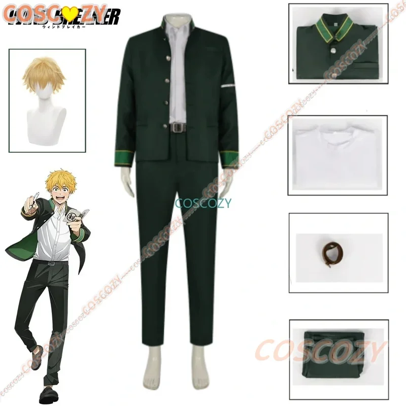 2024 New Anime Wind Breaker Akihiko Nirei Cosplay Costume Wig Rose Net Furin High School Uniform Suit Jacket Coat Pants Full Set