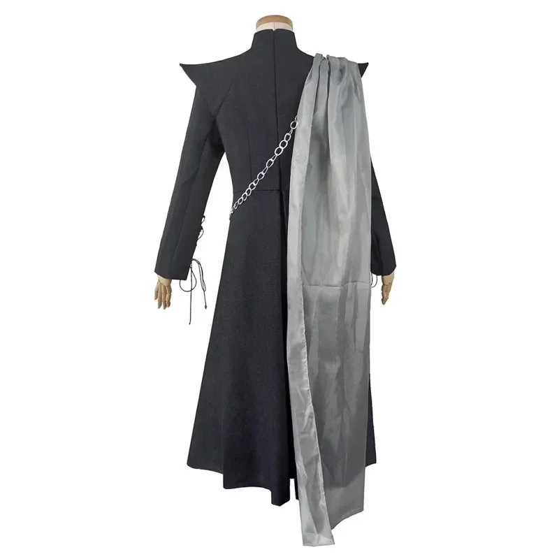 女性のためのシーズン7のコスプレコスチュームゲーム,黒のコート,かつら,髪,カーニバルのユニフォーム,ハロウィーンの衣装,mn3,黒,女の子