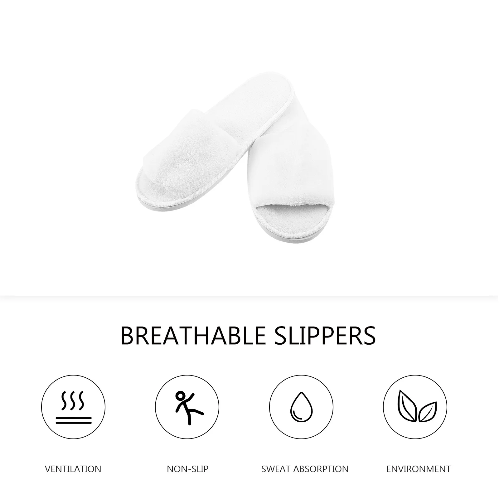 

8Pairs Pure White Thick Sole Coral Fleece Slippers Durable Anti-Slip Comfortable Breathable Home Toe Indoor Slippers