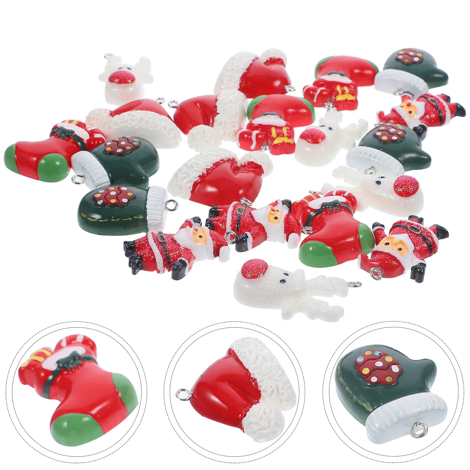 

20pcs Snowman Keychain Christmas Resin Pendant Tree Santa Claus Bag Keychain DIY Accessory Xmas Decoration Hanging nament