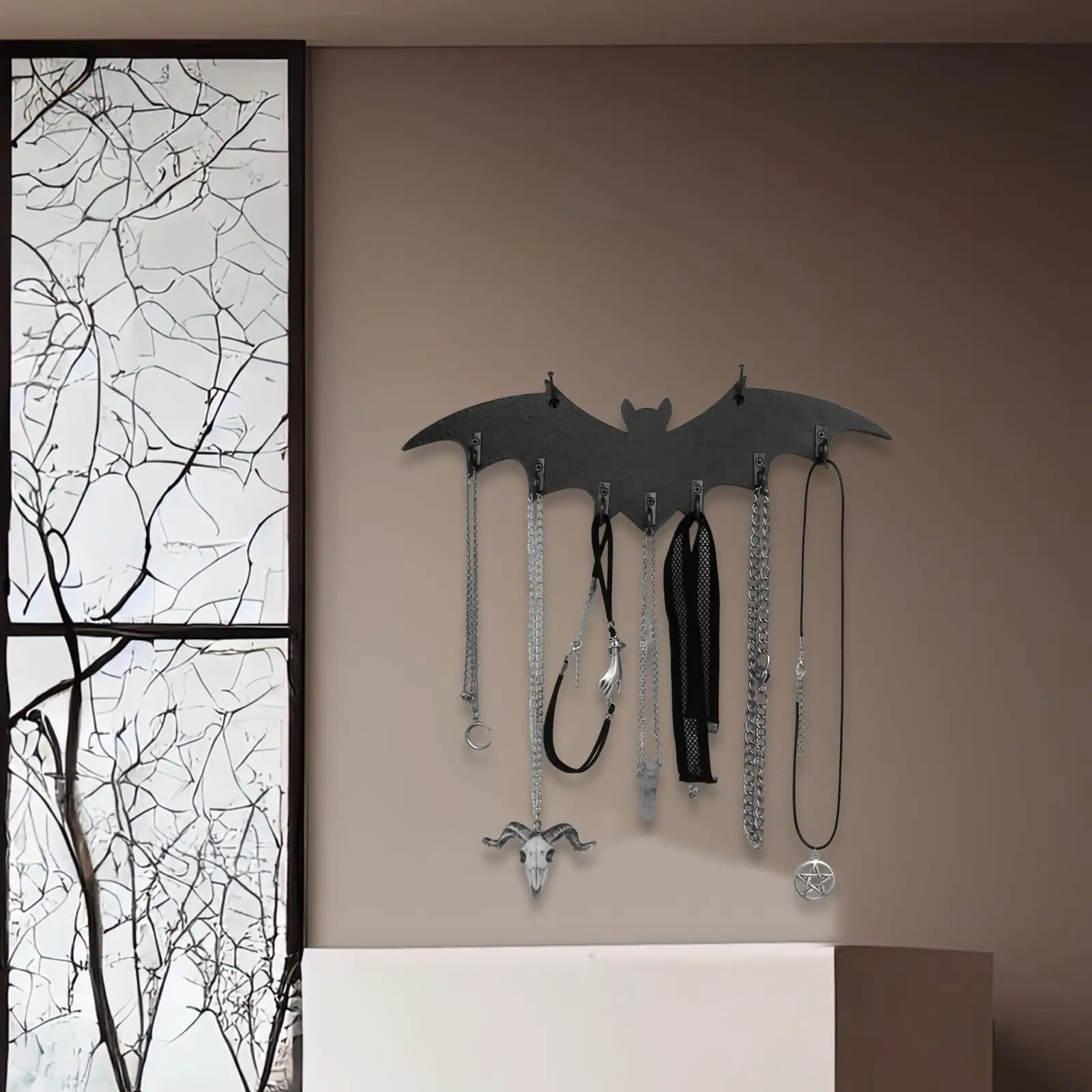 

Wooden Bat Wall Hook Halloween Wall Decoration Gothic Bat Hook Ornament Rustic Key Hook for Hanging Keys Towel Clothes Entryway