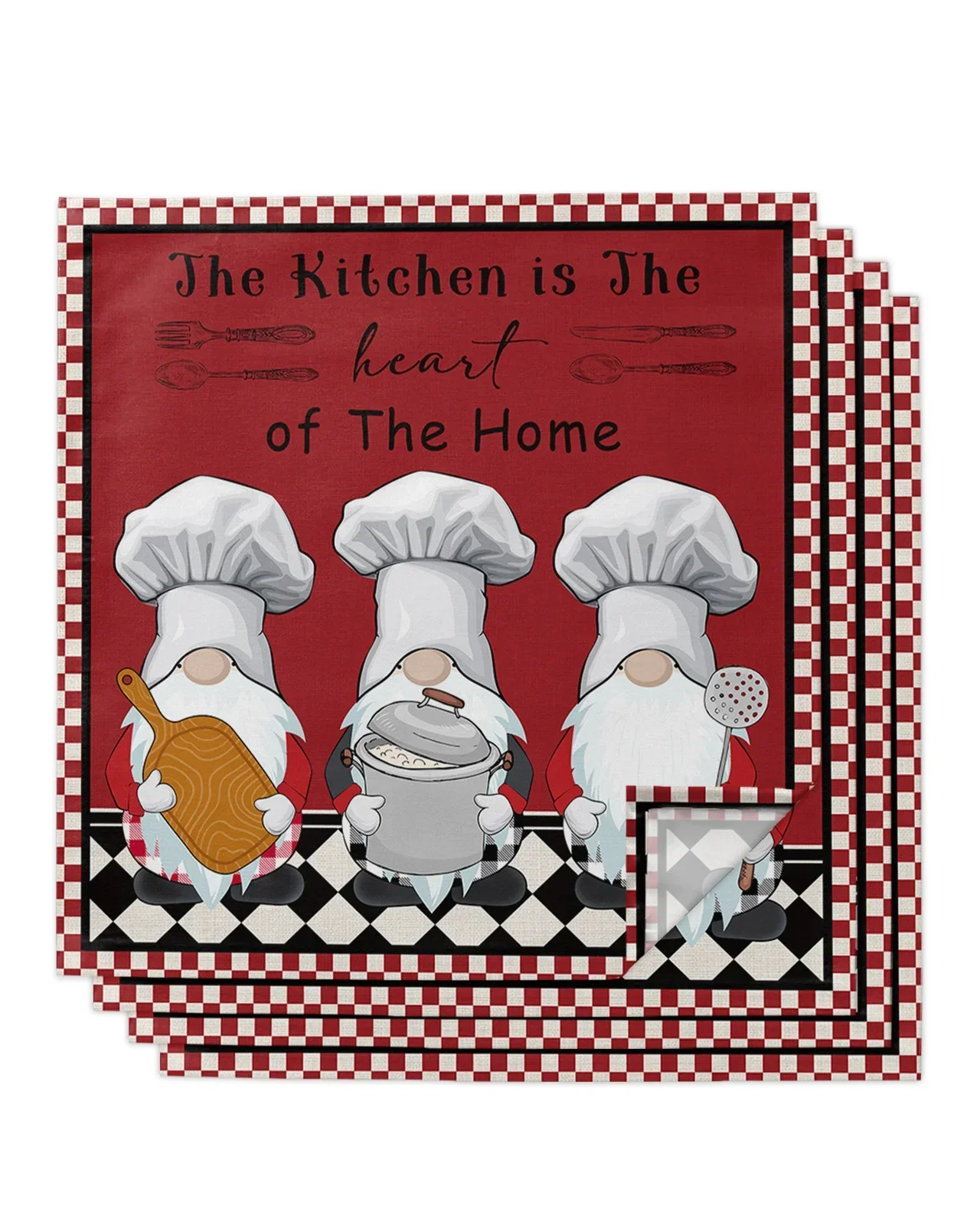 Kitchen Chef Midget Placemat Wedding Party Dining Decor Linen Table Mat Kitchen Accessories Table Napkin 4PCS