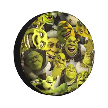 Custom Shrek Collage Spare Tire Cover for Toyota Land Cruiser Prado Jeep RV SUV Trailer Anime Film Car Wheel Protector Cover