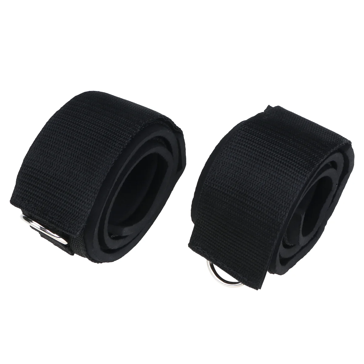 2pcs 2D Double Loop Ankle Strap Padded D-ring Ankle Cuffs for Gym Workouts Cable Machines Butt and Leg Weights Exercises (Black)