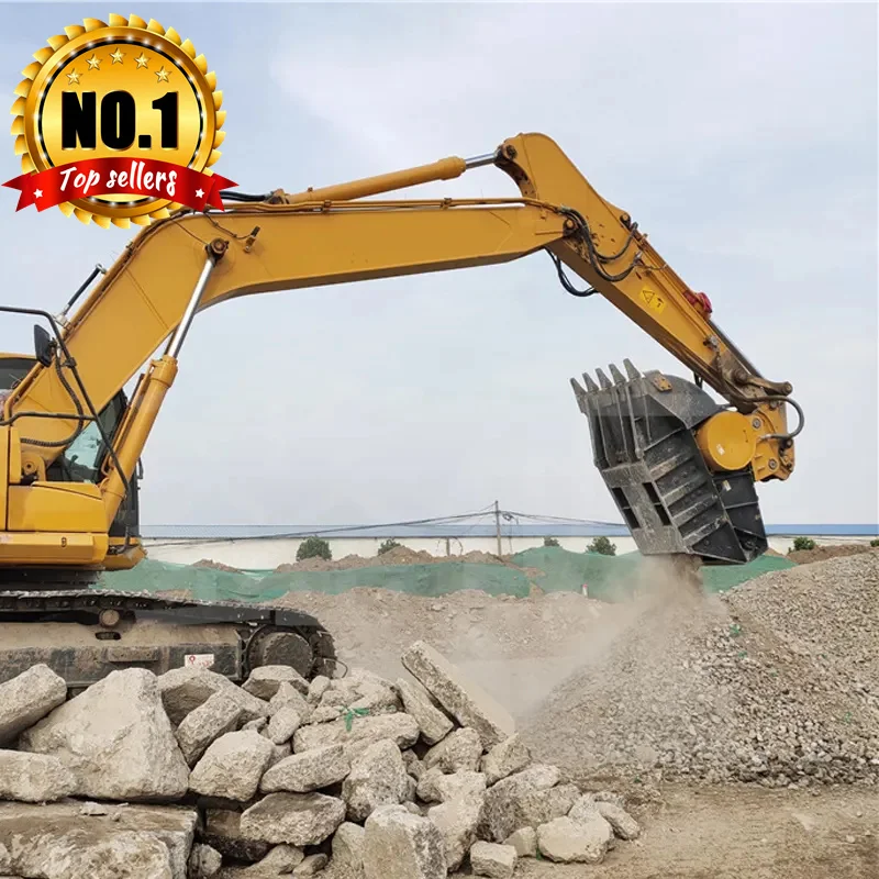 Yu Gong Excavator Accessories Hydraulic Tools Crushing Bucket Granite and Concrete Blocks Crusher Buckets 20 Ton