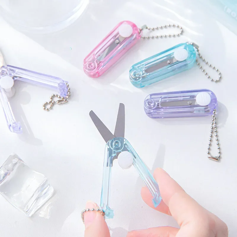 Portable Mini Scissors Creative Retractable Foldable Scissors Multi-functional Safety Cute Student Stainless Steel Scissors