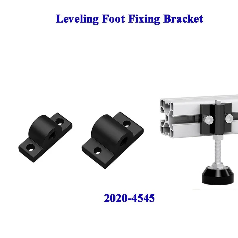 Black Caster Foot Cup Aluminum Profile 2020 3030 4040 4545 Wheel Fixing Piece Connector Block Leveling Foot Mounting bracket