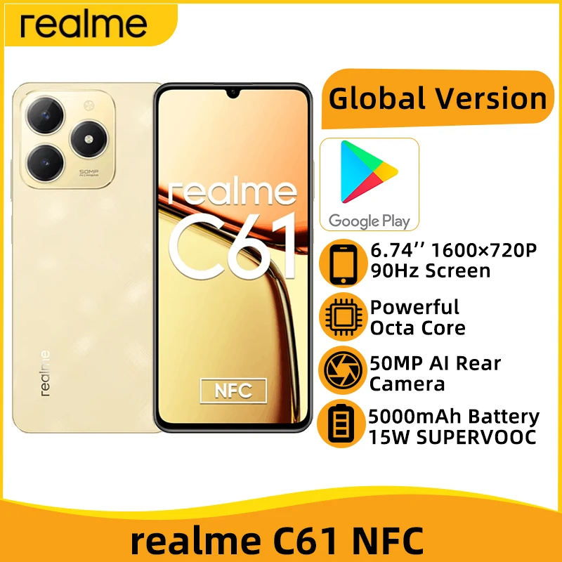 realme C61 NFC Global Version 50MP AI Camera Octa Core Smartphone 6.74