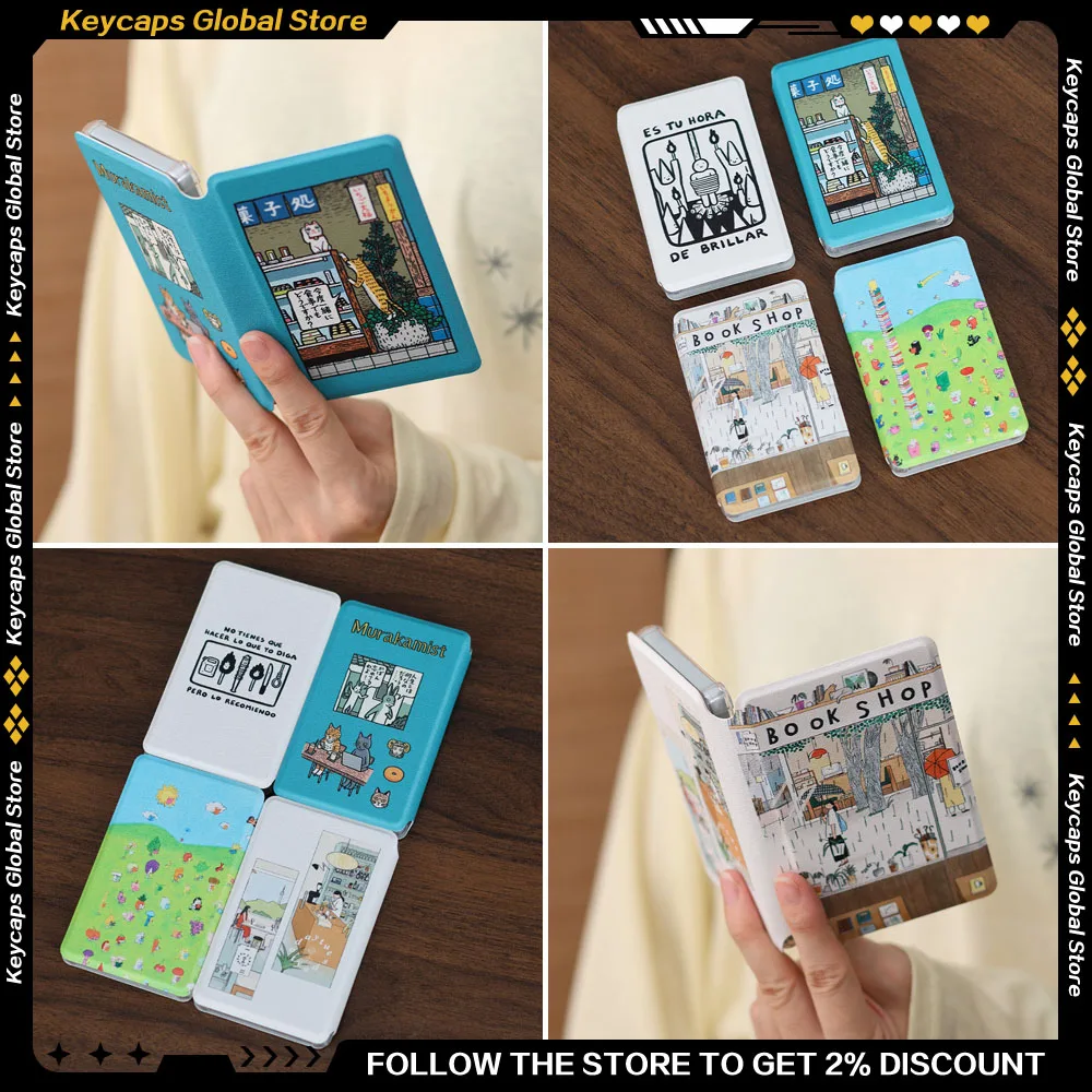For XTEINK X3/X4/X4PRO Magnetic Protection Shell Personalized Bookstore Pattern 3.7inch 4.3inch Flip Design Replacement Shell