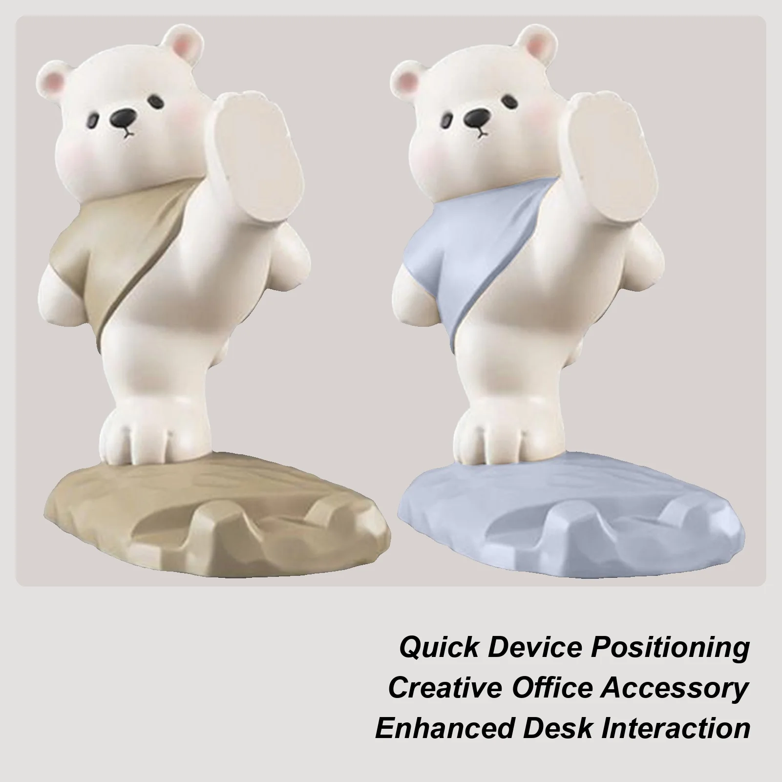 

Cute Little Bear Phone Holder Resin Bear Decor With Movable Joints Stress-Relief And Healing Gadget Desktop Decoration
