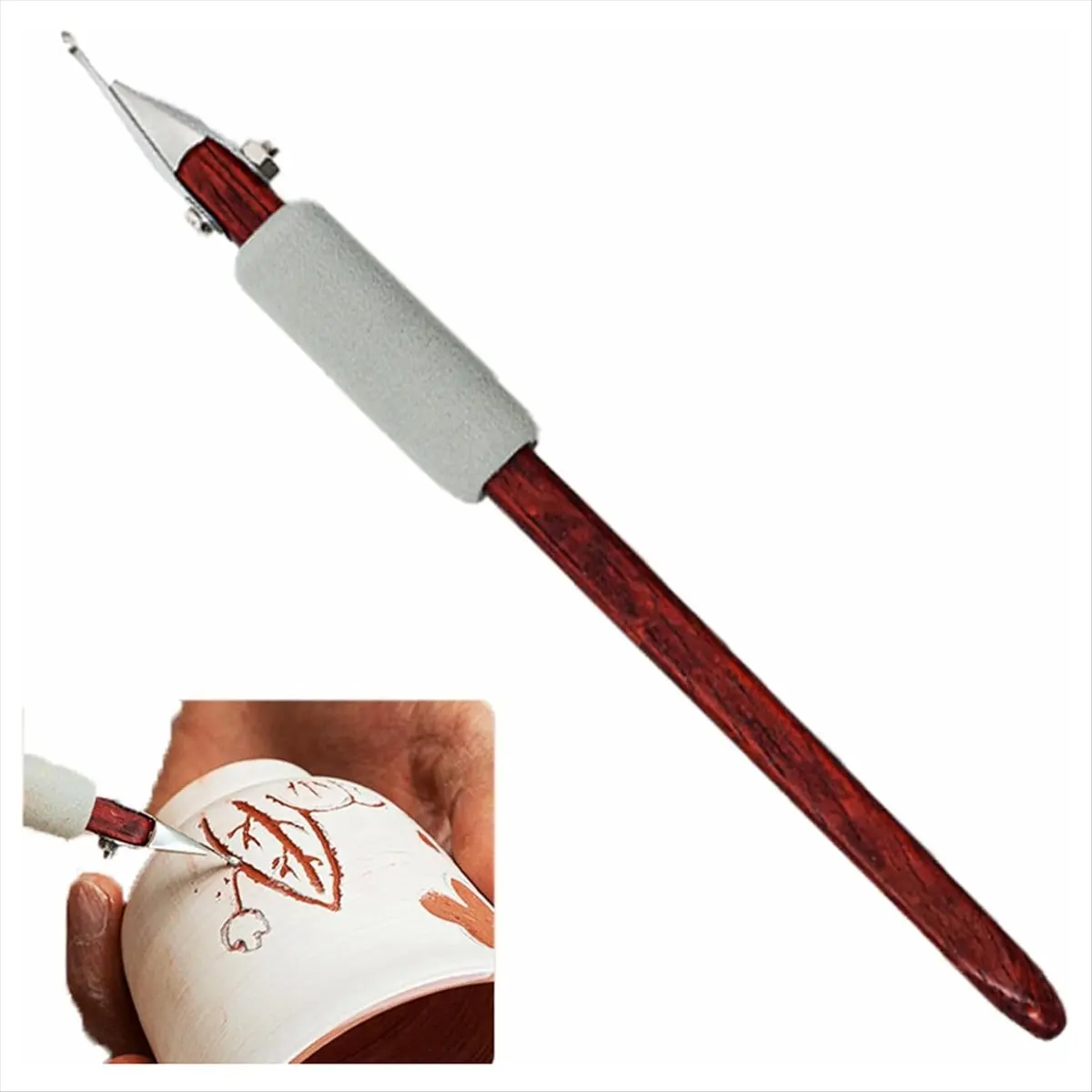 A74U Clay Pottery Sculpting Tools Set Pottery Clay Sculpture Caving Scraper Craft Modelling Tools Gray